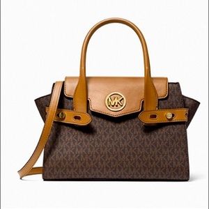 MICHAEL Michael Kors Carmen Medium Logo and Faux Leather Belted Satchel